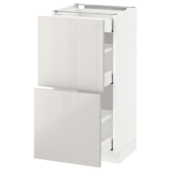 METOD / MAXIMERA - Base cab with 2 fronts/3 drawers, white/Ringhult light grey, 40x37 cm - best price from Maltashopper.com 79168652