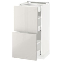 METOD / MAXIMERA - Base cab with 2 fronts/3 drawers, white/Ringhult light grey, 40x37 cm - best price from Maltashopper.com 79168652