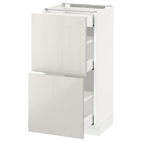 METOD / MAXIMERA - Base cab with 2 fronts/3 drawers, white/Ringhult light grey, 40x37 cm