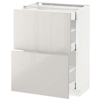METOD / MAXIMERA base cab with 2 fronts/3 drawers, white/Ringhult light grey, 60x37 cm