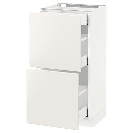 Ikea METOD / MAXIMERA - Base cab with 2 fronts/3 drawers, white/Veddinge white, 40x37 cm