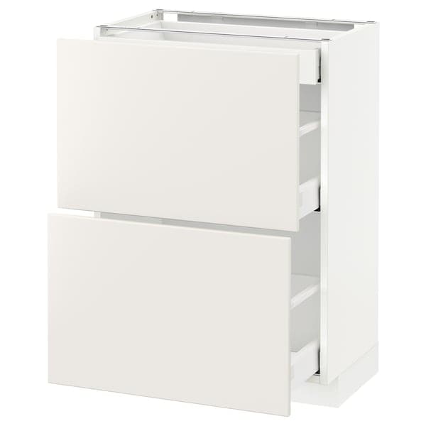 METOD / MAXIMERA - Base cab with 2 fronts/3 drawers, white/Veddinge white, 60x37 cm - best price from Maltashopper.com 59113509