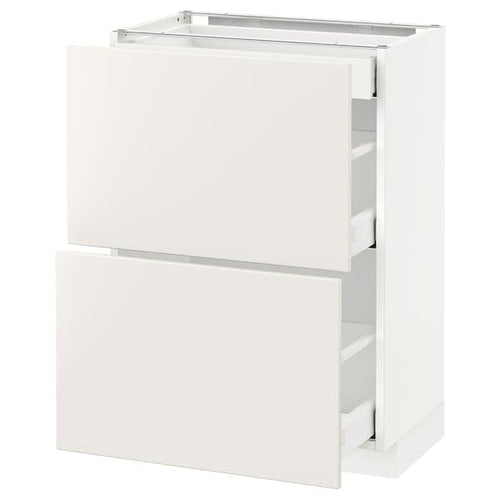 METOD / MAXIMERA base cab with 2 fronts/3 drawers, white/Veddinge white, 60x37 cm