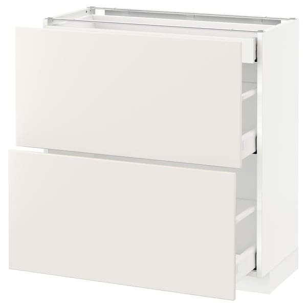 METOD / MAXIMERA - Base cab with 2 fronts/3 drawers, white/Veddinge white, 80x37 cm