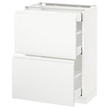 METOD / MAXIMERA base cab with 2 fronts/3 drawers, white/Voxtorp matt white, 60x37 cm