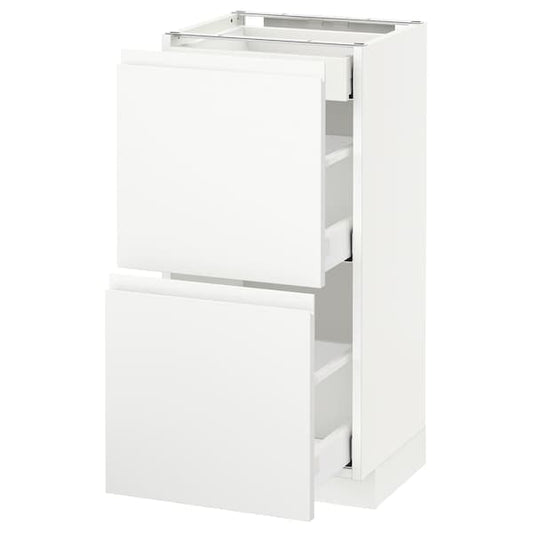 Ikea METOD / MAXIMERA - Base cab with 2 fronts/3 drawers, white/Voxtorp matt white, 40x37 cm