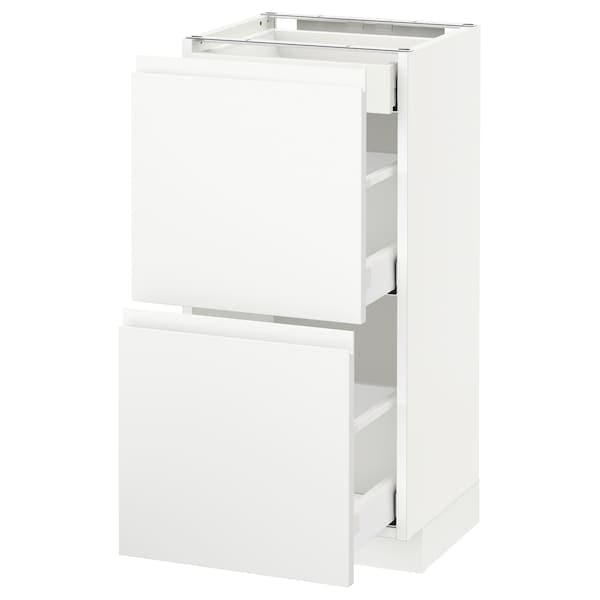 METOD / MAXIMERA - Base cab with 2 fronts/3 drawers, white/Voxtorp matt white, 40x37 cm