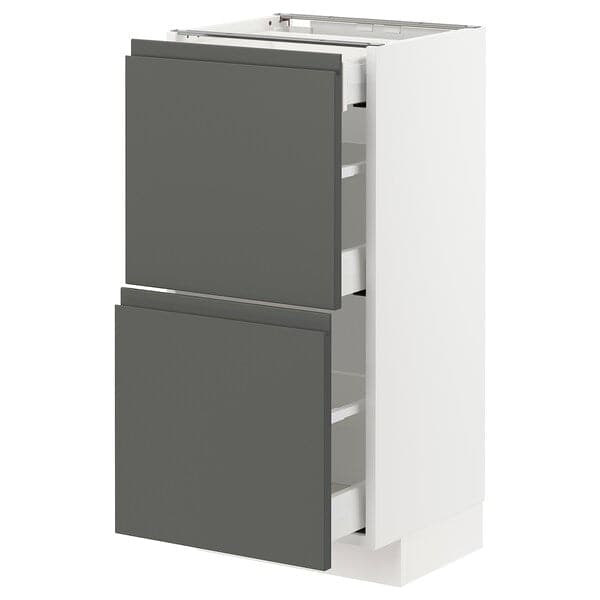 Ikea METOD / MAXIMERA - Base cab with 2 fronts/3 drawers, white/Voxtorp dark grey, 40x37 cm