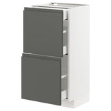 METOD / MAXIMERA base cab with 2 fronts/3 drawers, white/Voxtorp dark grey, 40x37 cm