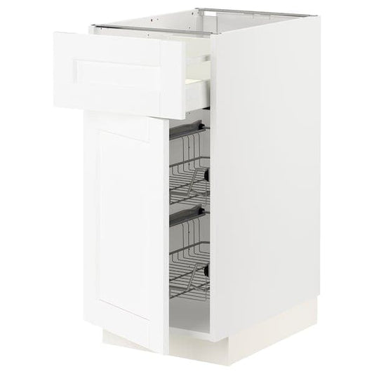 Ikea METOD / MAXIMERA - Base cab w wire basket/drawer/door, white Enköping/white wood effect, 40x60 cm