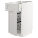 METOD / MAXIMERA base cab w wire basket/drawer/door, white/Lerhyttan light grey, 40x60 cm