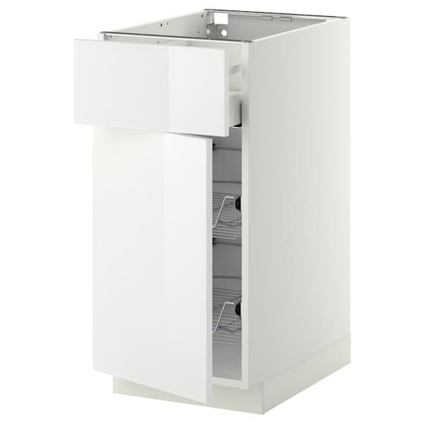 METOD / MAXIMERA - Base cab w wire basket/drawer/door, white/Ringhult white, 40x60 cm - best price from Maltashopper.com 99456166