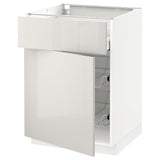 METOD / MAXIMERA base cab w wire basket/drawer/door, white/Ringhult light grey, 60x60 cm