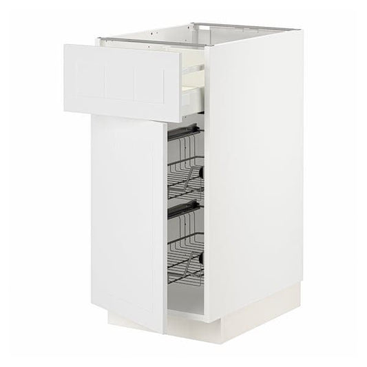 Ikea METOD / MAXIMERA - Base cab w wire basket/drawer/door, white/Stensund white, 40x60 cm