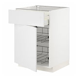 METOD / MAXIMERA base cab w wire basket/drawer/door, white/Stensund white, 60x60 cm