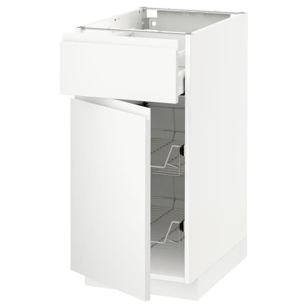 Ikea METOD / MAXIMERA - Base cab w wire basket/drawer/door, white/Voxtorp matt white, 40x60 cm