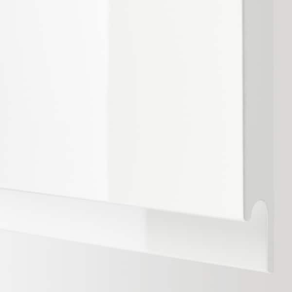 METOD / MAXIMERA - Base cab w wire basket/drawer/door, white/Voxtorp high-gloss/white
