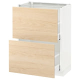 METOD / MAXIMERA base cabinet with 2 drawers, white/Askersund light ash effect, 60x37 cm