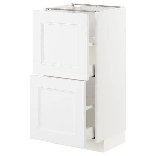 METOD / MAXIMERA - Base cabinet with 2 drawers, white/Axstad matt white, 40x37 cm