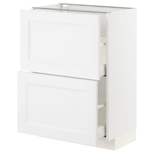 METOD / MAXIMERA - Base cabinet with 2 drawers, white/Axstad matt white, 60x37 cm
