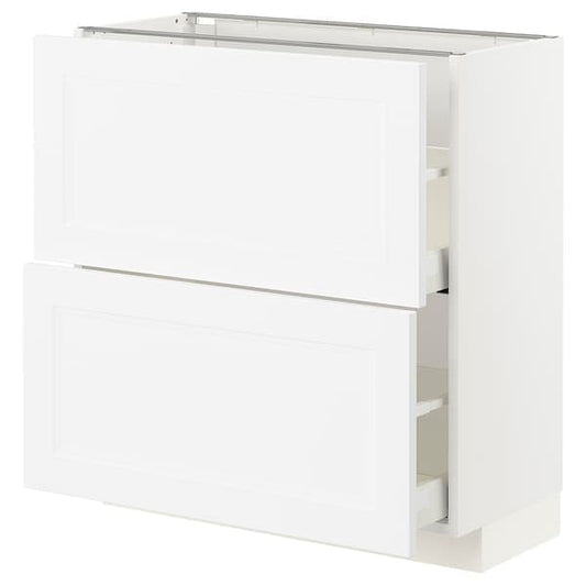 Ikea METOD / MAXIMERA - Base cabinet with 2 drawers, white/Axstad matt white, 80x37 cm
