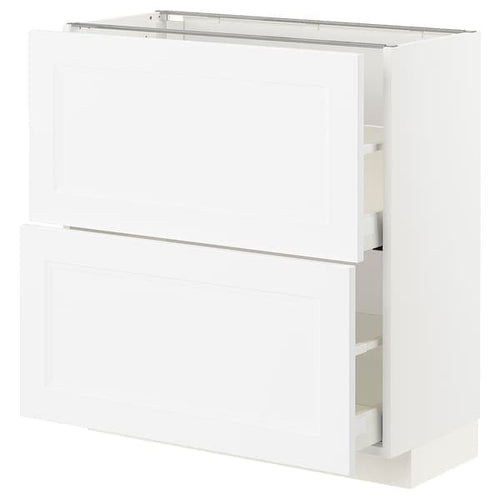 METOD / MAXIMERA - Base cabinet with 2 drawers, white/Axstad matt white, 80x37 cm
