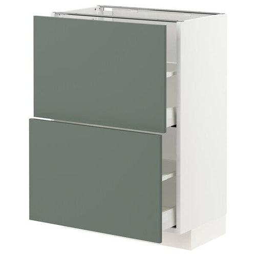 METOD / MAXIMERA - Base cabinet with 2 drawers, white/Bodarp grey-green, 60x37 cm