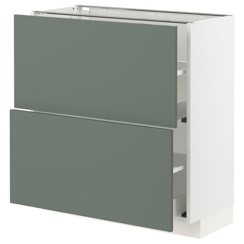METOD / MAXIMERA - Base cabinet with 2 drawers, white/Bodarp grey-green, 80x37 cm