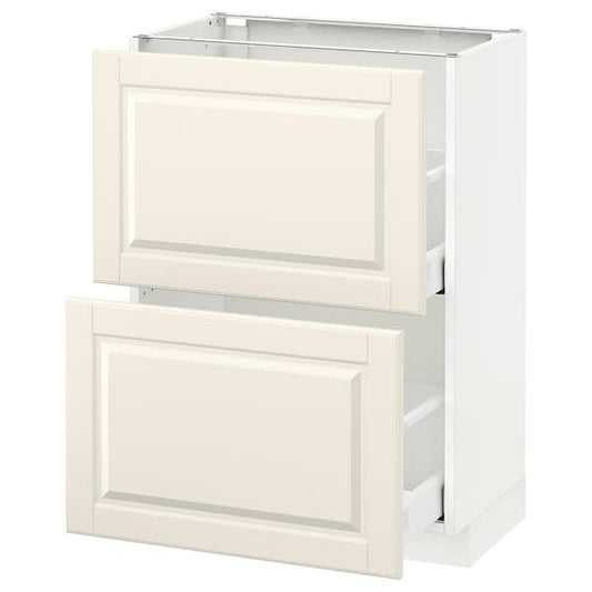 Ikea METOD / MAXIMERA - Base cabinet with 2 drawers, white/Bodbyn off-white, 60x37 cm