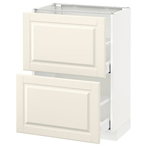METOD / MAXIMERA base cabinet with 2 drawers, white/Bodbyn off-white, 60x37 cm
