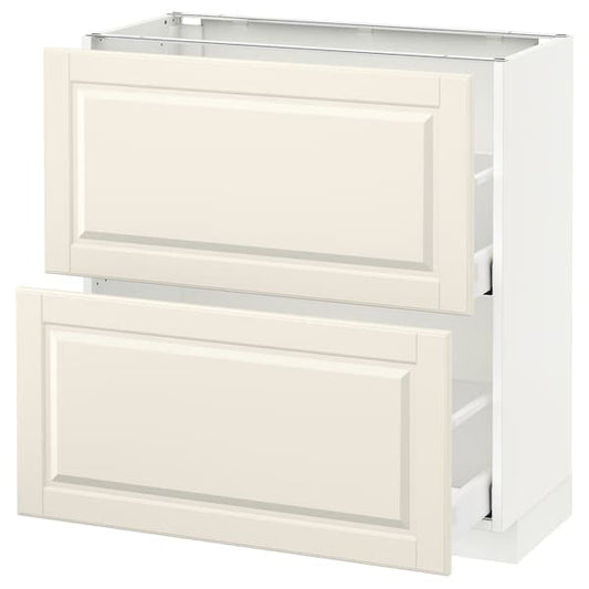 METOD / MAXIMERA - Base cabinet with 2 drawers, white/Bodbyn off-white, 80x37 cm - best price from Maltashopper.com 59113203