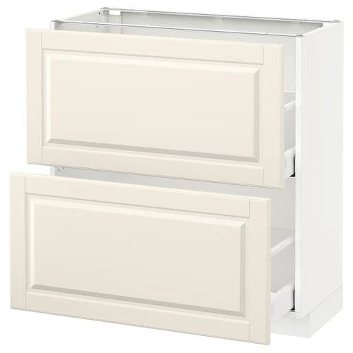 METOD / MAXIMERA base cabinet with 2 drawers, white/Bodbyn off-white, 80x37 cm