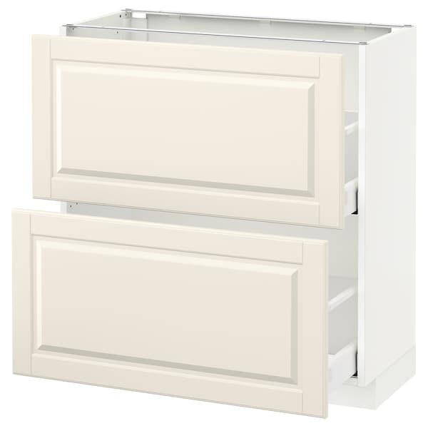 METOD / MAXIMERA - Base cabinet with 2 drawers, white/Bodbyn off-white, 80x37 cm