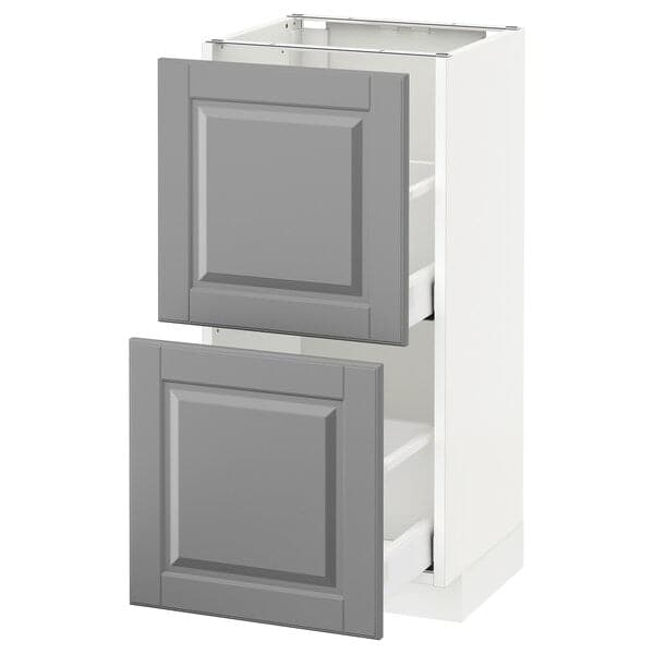Ikea METOD / MAXIMERA - Base cabinet with 2 drawers, white/Bodbyn grey, 40x37 cm