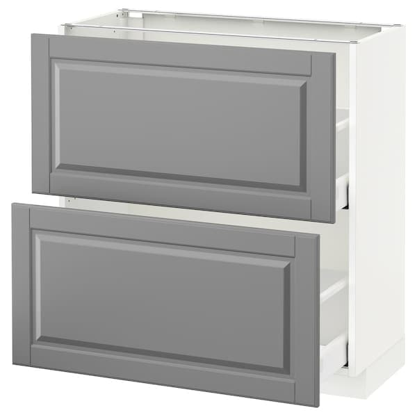 Ikea METOD / MAXIMERA - Base cabinet with 2 drawers, white/Bodbyn grey, 80x37 cm
