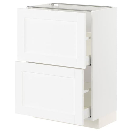 METOD / MAXIMERA - Base cabinet with 2 drawers, white Enköping/white wood effect, 60x37 cm