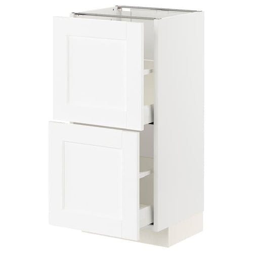 METOD / MAXIMERA - Base cabinet with 2 drawers, white Enköping/white wood effect, 40x37 cm