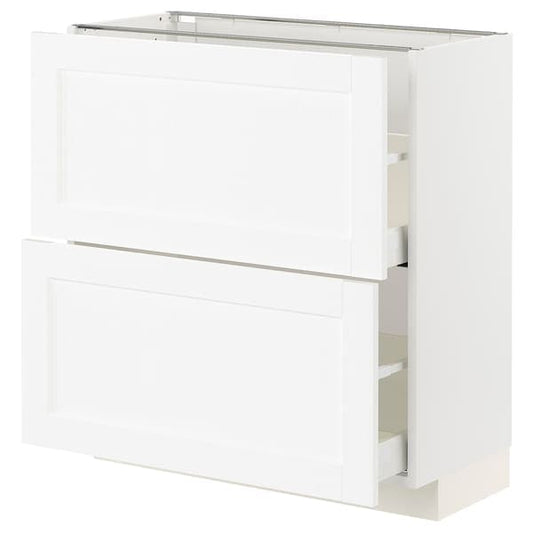 Ikea METOD / MAXIMERA - Base cabinet with 2 drawers, white Enköping/white wood effect, 80x37 cm