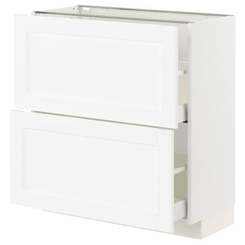 METOD / MAXIMERA - Base cabinet with 2 drawers, white Enköping/white wood effect, 80x37 cm