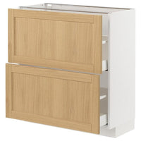 METOD / MAXIMERA base cabinet with 2 drawers, white/Forsbacka oak, 80x37 cm