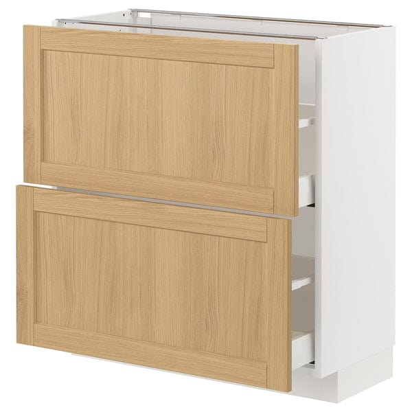 METOD / MAXIMERA - METOD / MAXIMERA Base cabinet with 2 drawers, white/Forsbacka oak, 80x37 cm