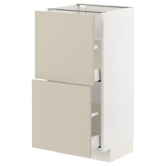METOD / MAXIMERA - Base cabinet with 2 drawers, white/Havstorp beige, 40x37 cm - best price from Maltashopper.com 89504097