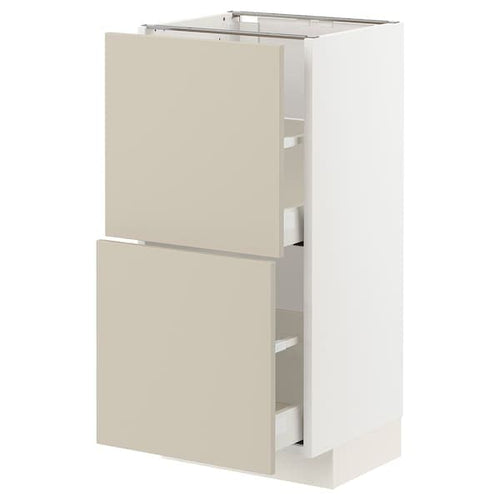 METOD / MAXIMERA - Base cabinet with 2 drawers, white/Havstorp beige, 40x37 cm