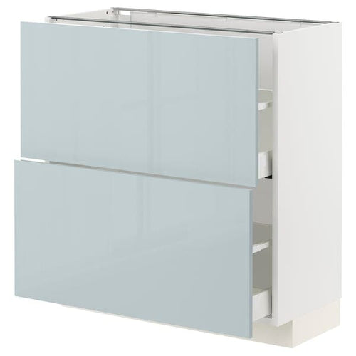METOD / MAXIMERA - Base cabinet with 2 drawers, white/Kallarp light grey-blue, 80x37 cm