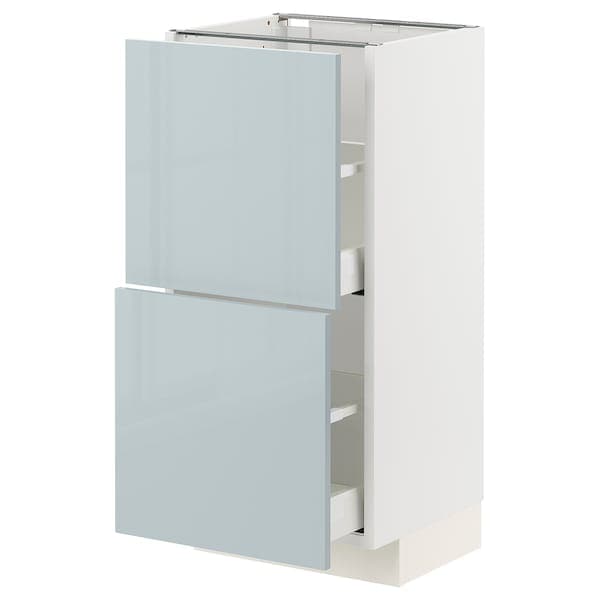 Ikea METOD / MAXIMERA - Base cabinet with 2 drawers, white/Kallarp light grey-blue, 40x37 cm