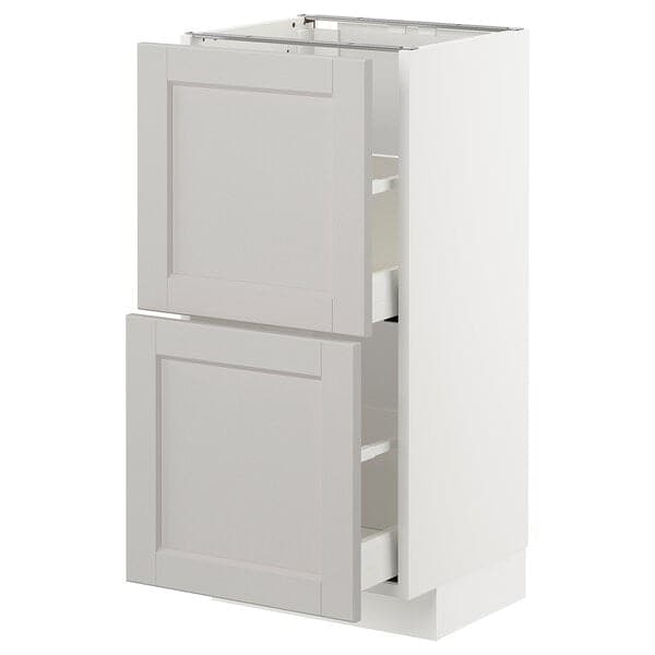 METOD / MAXIMERA - Base cabinet with 2 drawers, white/Lerhyttan light grey, 40x37 cm - best price from Maltashopper.com 09274514