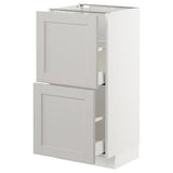 METOD / MAXIMERA base cabinet with 2 drawers, white/Lerhyttan light grey, 40x37 cm