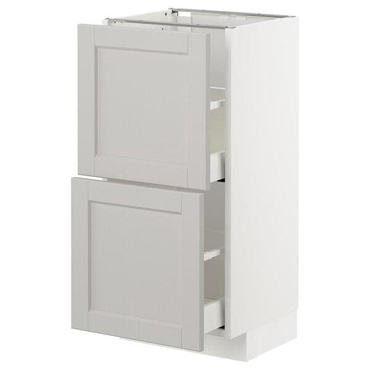 METOD / MAXIMERA - Base cabinet with 2 drawers, white/Lerhyttan light grey, 40x37 cm - best price from Maltashopper.com 09274514