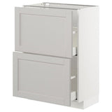 METOD / MAXIMERA base cabinet with 2 drawers, white/Lerhyttan light grey, 60x37 cm
