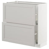 METOD / MAXIMERA base cabinet with 2 drawers, white/Lerhyttan light grey, 80x37 cm